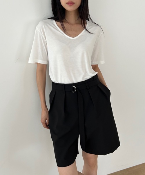 Didot.showroom(ディドット ショールーム)の「シルクタッチUネックT(Tシャツ/カットソー・レディース・ブラック/ブラウン/ミント/ライトグレー/イエロー/ホワイト・FREE)」の2枚目の写真