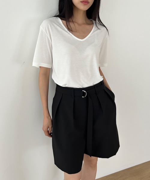 Didot.showroom(ディドット ショールーム)の「シルクタッチUネックT(Tシャツ/カットソー・レディース・ブラック/ブラウン/ミント/ライトグレー/イエロー/ホワイト・FREE)」の9枚目の写真