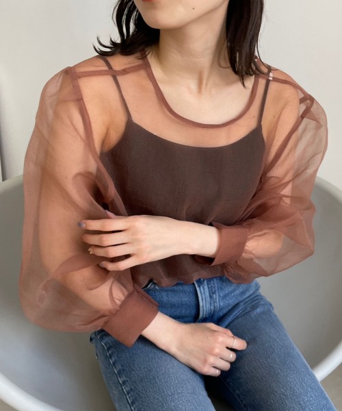 LOWRYS FARM(ローリーズファーム)の「2WAYオーガンジーブラウス8分袖 970316(シャツ/ブラウス・レディース・ブラック/ブラウン/アイボリー/ブラック系その他・FREE)」の4枚目の写真