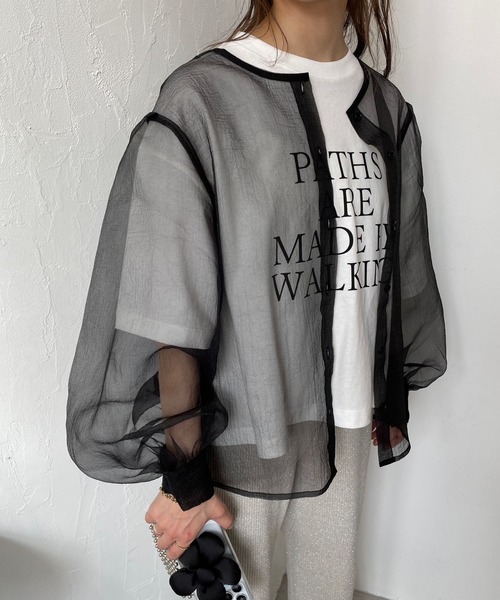 LOWRYS FARM(ローリーズファーム)の「2WAYオーガンジーブラウス8分袖 970316(シャツ/ブラウス・レディース・ブラック/ブラウン/アイボリー/ブラック系その他・FREE)」の7枚目の写真