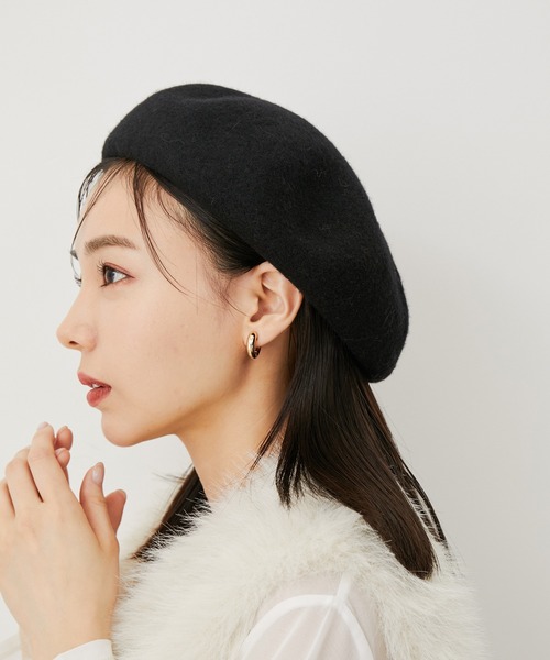 VIS(ビス)の「ベーシックウールベレー帽(ハンチング/ベレー帽・レディース・ブラック/キナリ・FREE)」の7枚目の写真
