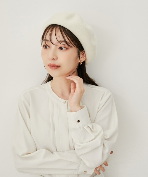 VIS(ビス)の「ベーシックウールベレー帽(ハンチング/ベレー帽・レディース・ブラック/キナリ・FREE)」の13枚目の写真