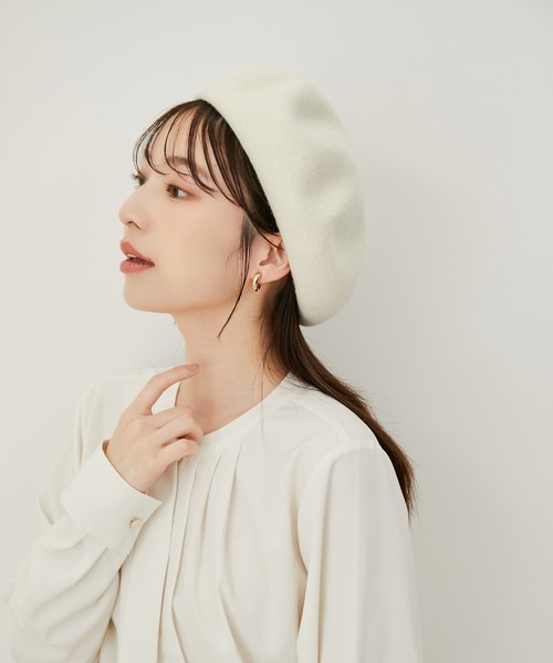 VIS(ビス)の「ベーシックウールベレー帽(ハンチング/ベレー帽・レディース・ブラック/キナリ・FREE)」の14枚目の写真