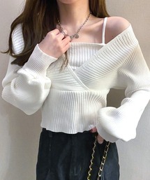デコルテ見せリブニット