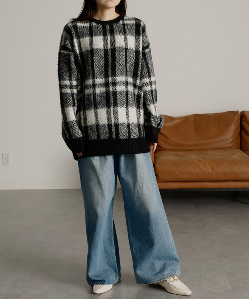 セール】チェック柄ふんわり起毛ニット（ニット/セーター）｜RANAN