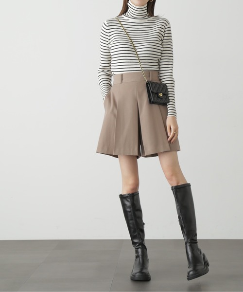 プリーツプリーズ 黄土色キュロット プリーツプリーズ 黄土色