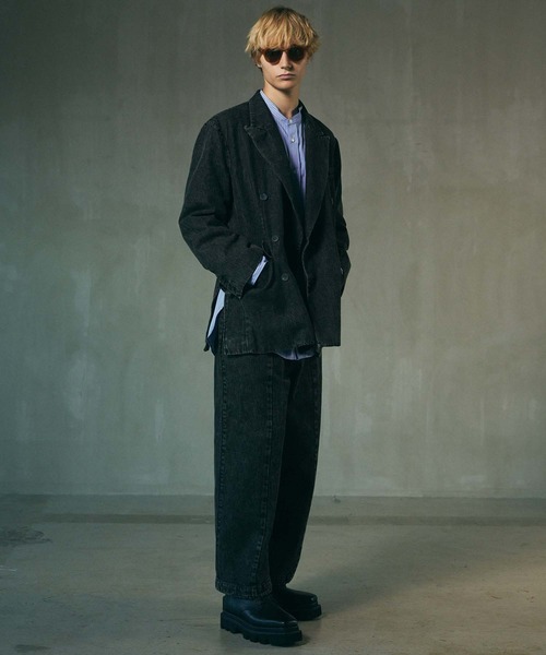 MAISON SPECIAL(メゾンスペシャル)の「《UNISEX》11oz Chemical Over-Dye Denim Wide Pants/11オンスケミカルオーバーダイデニムワイドパンツ【MAISON SPECIAL/メゾンスペシャル】■セットアップ対応■(デニムパンツ・メンズ・ブルー/ブラック・0/1/2)」の19枚目の写真