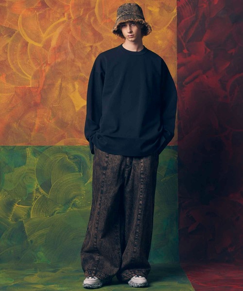 MAISON SPECIAL(メゾンスペシャル)の「《UNISEX》11oz Chemical Over-Dye Denim Wide Pants/11オンスケミカルオーバーダイデニムワイドパンツ【MAISON SPECIAL/メゾンスペシャル】■セットアップ対応■(デニムパンツ・メンズ・ブルー/ブラック・0/1/2)」の3枚目の写真
