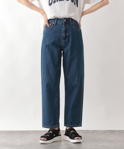 生デニム ストレートレッグパンツ ZARA ストレートレッグ ハイライズ LONG LENGTH デニムパンツ