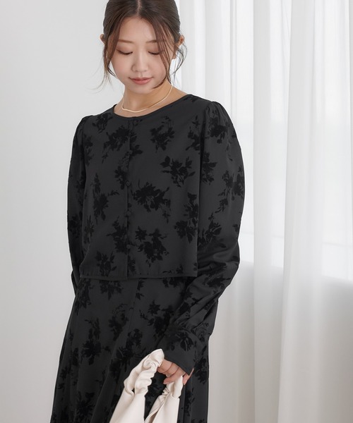 soie by apres jour mignon（ソワバイアプレジュールミニョン）の「【soie by apres jour mignon】フロッキー2WAYブラウス【セットアップ可能】【ZOZOTOWN限定アイテム】（シャツ/ブラウス・レディース・ブラック/アイボリー・MEDIUM/SMALL）」の14枚目の写真