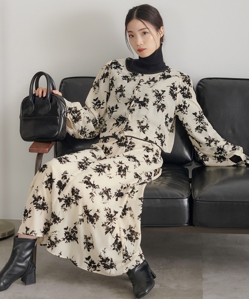 soie by apres jour mignon（ソワバイアプレジュールミニョン）の「【soie by apres jour mignon】フロッキー2WAYブラウス【セットアップ可能】【ZOZOTOWN限定アイテム】（シャツ/ブラウス・レディース・ブラック/アイボリー・MEDIUM/SMALL）」の10枚目の写真