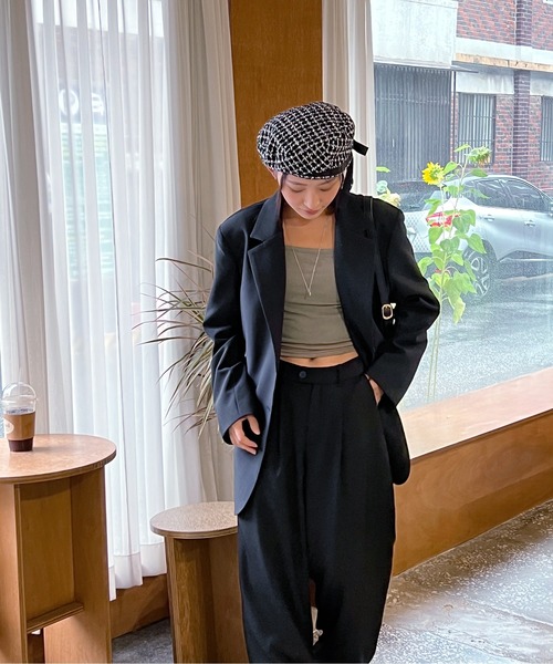 by muni:r（バイ ムニール）の「ピンタックワイドカラースラックス（スラックス・レディース・ネイビー/ベージュ/ブラウン/ピンク/ブラック・SMALL/MEDIUM）」の8枚目の写真