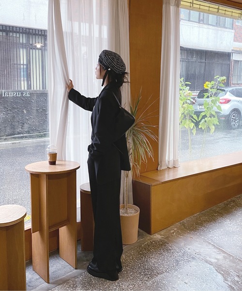 by muni:r（バイ ムニール）の「ピンタックワイドカラースラックス（スラックス・レディース・ネイビー/ベージュ/ブラウン/ピンク/ブラック・SMALL/MEDIUM）」の14枚目の写真