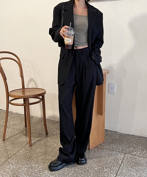 by muni:r（バイ ムニール）の「ピンタックワイドカラースラックス（スラックス・レディース・ネイビー/ベージュ/ブラウン/ピンク/ブラック・SMALL/MEDIUM）」の15枚目の写真