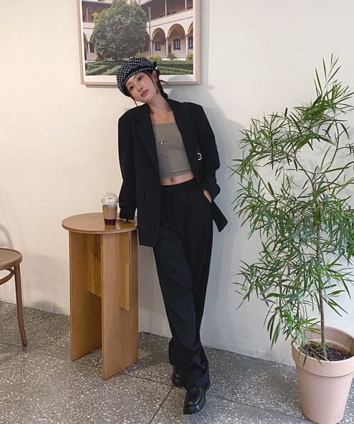 by muni:r（バイ ムニール）の「ピンタックワイドカラースラックス（スラックス・レディース・ネイビー/ベージュ/ブラウン/ピンク/ブラック・SMALL/MEDIUM）」の17枚目の写真