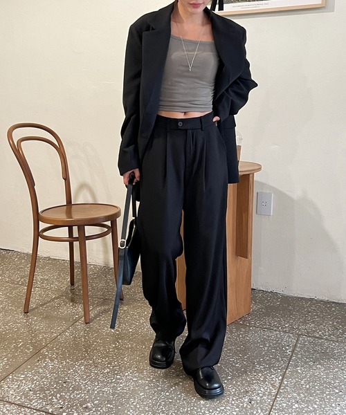 by muni:r（バイ ムニール）の「ピンタックワイドカラースラックス（スラックス・レディース・ネイビー/ベージュ/ブラウン/ピンク/ブラック・SMALL/MEDIUM）」の18枚目の写真