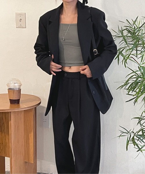 by muni:r（バイ ムニール）の「ピンタックワイドカラースラックス（スラックス・レディース・ネイビー/ベージュ/ブラウン/ピンク/ブラック・SMALL/MEDIUM）」の19枚目の写真