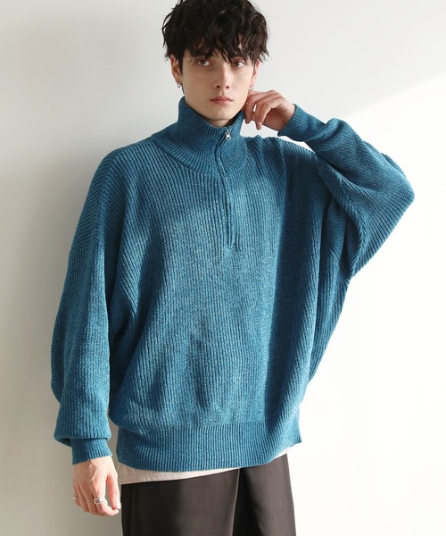 セール】モールヤーンハーフジップニット（ニット/セーター