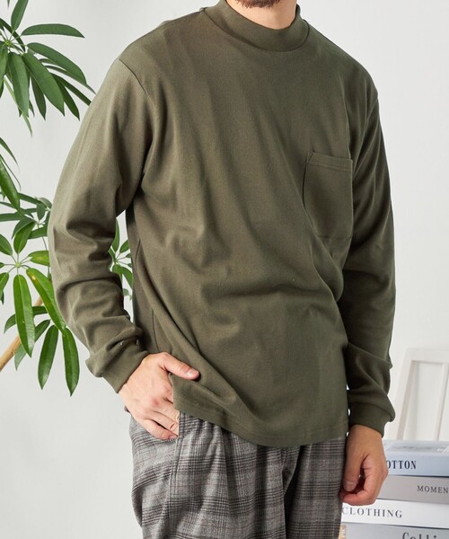 SHIPS any（シップス エニィ）の「SHIPS any: モイスチャー コットン モックネック ロングスリーブ Tシャツ (ロンT)◇（Tシャツ/カットソー・メンズ・ホワイト/ブラック/ライトグレー/オリーブ/ダークグレー/トップグレー・LARGE/X-LARGE/MEDIUM/SMALL）」の6枚目の写真