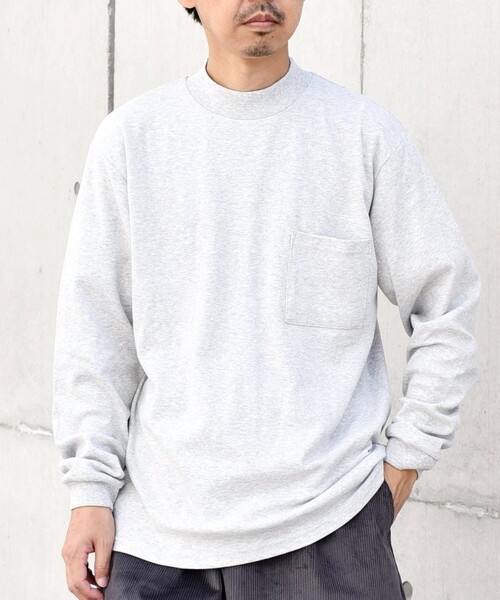 SHIPS any（シップス エニィ）の「SHIPS any: モイスチャー コットン モックネック ロングスリーブ Tシャツ (ロンT)◇（Tシャツ/カットソー・メンズ・ホワイト/ブラック/ライトグレー/オリーブ/ダークグレー/トップグレー・LARGE/X-LARGE/MEDIUM/SMALL）」の3枚目の写真