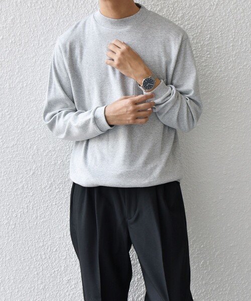 SHIPS any（シップス エニィ）の「SHIPS any: モイスチャー コットン モックネック ロングスリーブ Tシャツ (ロンT)◇（Tシャツ/カットソー・メンズ・ホワイト/ブラック/ライトグレー/オリーブ/ダークグレー/トップグレー・LARGE/X-LARGE/MEDIUM/SMALL）」の5枚目の写真