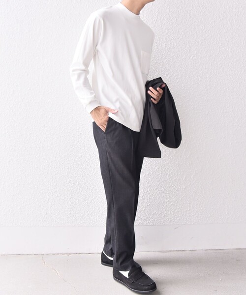 SHIPS any（シップス エニィ）の「SHIPS any: モイスチャー コットン モックネック ロングスリーブ Tシャツ (ロンT)◇（Tシャツ/カットソー・メンズ・ホワイト/ブラック/ライトグレー/オリーブ/ダークグレー/トップグレー・LARGE/X-LARGE/MEDIUM/SMALL）」の8枚目の写真