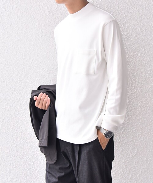 SHIPS any（シップス エニィ）の「SHIPS any: モイスチャー コットン モックネック ロングスリーブ Tシャツ (ロンT)◇（Tシャツ/カットソー・メンズ・ホワイト/ブラック/ライトグレー/オリーブ/ダークグレー/トップグレー・LARGE/X-LARGE/MEDIUM/SMALL）」の10枚目の写真