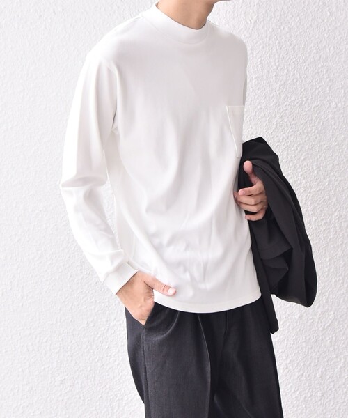 SHIPS any（シップス エニィ）の「SHIPS any: モイスチャー コットン モックネック ロングスリーブ Tシャツ (ロンT)◇（Tシャツ/カットソー・メンズ・ホワイト/ブラック/ライトグレー/オリーブ/ダークグレー/トップグレー・LARGE/X-LARGE/MEDIUM/SMALL）」の11枚目の写真