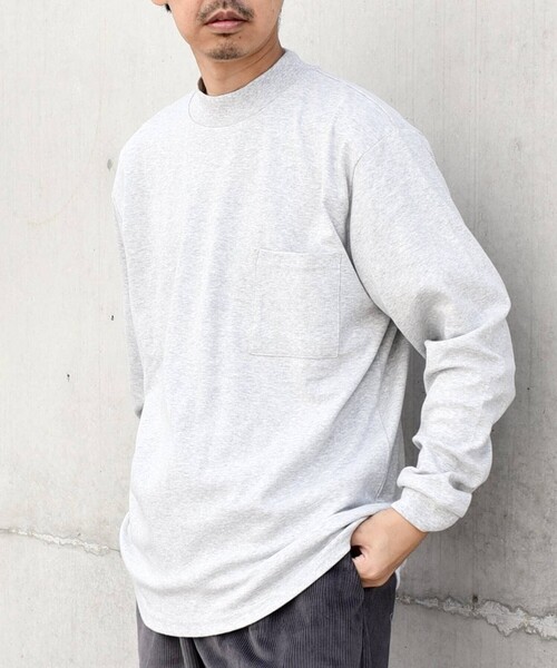 SHIPS any（シップス エニィ）の「SHIPS any: モイスチャー コットン モックネック ロングスリーブ Tシャツ (ロンT)◇（Tシャツ/カットソー・メンズ・ホワイト/ブラック/ライトグレー/オリーブ/ダークグレー/トップグレー・LARGE/X-LARGE/MEDIUM/SMALL）」の13枚目の写真