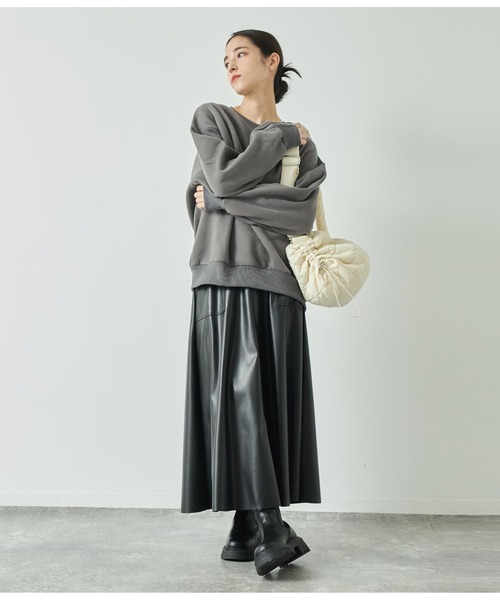 ANAP（アナップ）の「フェイクレザーフレアスカート（スカート・レディース・ブラック/ライトベージュ・FREE）」の7枚目の写真