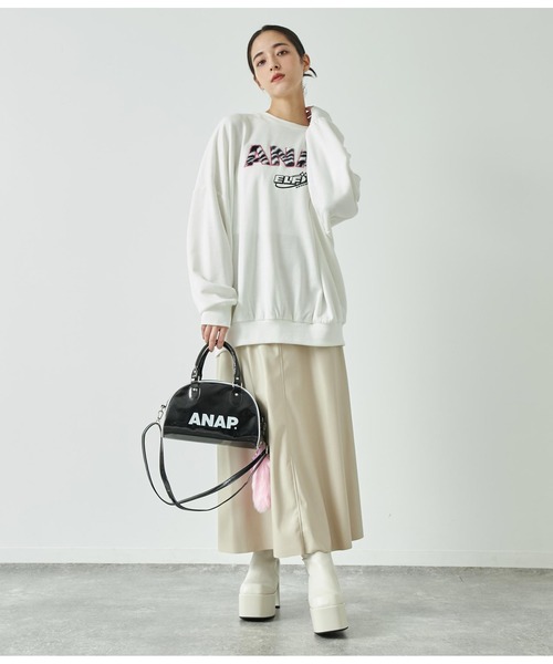 ANAP（アナップ）の「フェイクレザーフレアスカート（スカート・レディース・ブラック/ライトベージュ・FREE）」の12枚目の写真