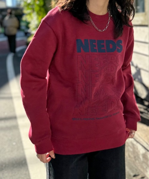 mi via loca(ミヴィアロカ)の「United Athle NEEDS 裏起毛クルーネックスウェット 【PT NO. MVL009】(スウェット・レディース・スミクロ/オートミール/ボルドー・X-LARGE/MEDIUM)」の1枚目の写真