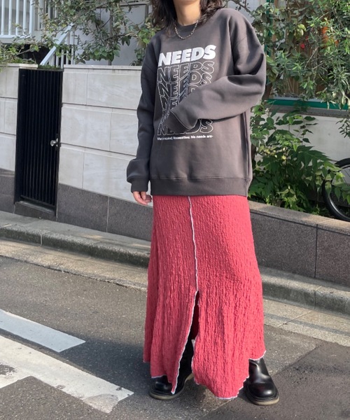mi via loca(ミヴィアロカ)の「United Athle NEEDS 裏起毛クルーネックスウェット 【PT NO. MVL009】(スウェット・レディース・スミクロ/オートミール/ボルドー・X-LARGE/MEDIUM)」の4枚目の写真