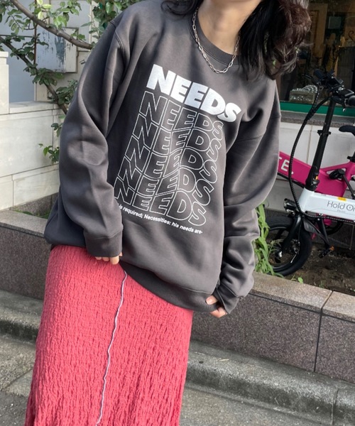 mi via loca(ミヴィアロカ)の「United Athle NEEDS 裏起毛クルーネックスウェット 【PT NO. MVL009】(スウェット・レディース・スミクロ/オートミール/ボルドー・X-LARGE/MEDIUM)」の7枚目の写真