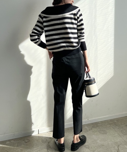 STELLA FISH(ステラフィッシュ)の「Big Color Border Knit Tops(ニット/セーター・レディース・ホワイト×ブラック/ブラック×グリーン・FREE)」の12枚目の写真