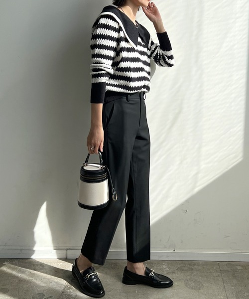 STELLA FISH(ステラフィッシュ)の「Big Color Border Knit Tops(ニット/セーター・レディース・ホワイト×ブラック/ブラック×グリーン・FREE)」の11枚目の写真