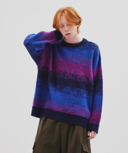 tk.TAKEO KIKUCHI(ティーケータケオキクチ)の「◆シャギーニットプルオーバー(ニット/セーター・メンズ・ブラック/ライトグレー系9/サックスブルー/ブルー系1/ダークグリーン系1・01/02/03)」の5枚目の写真