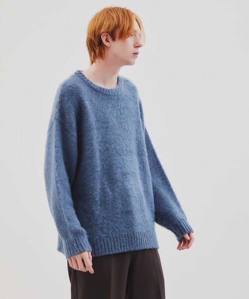 tk.TAKEO KIKUCHI(ティーケータケオキクチ)の「◆シャギーニットプルオーバー(ニット/セーター・メンズ・ブラック/ライトグレー系9/サックスブルー/ブルー系1/ダークグリーン系1・01/02/03)」の4枚目の写真