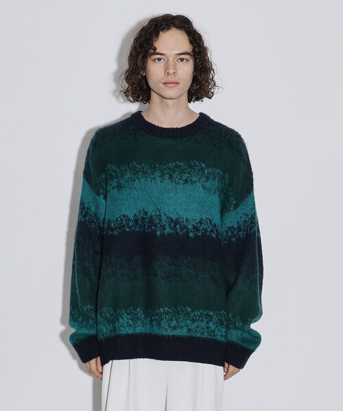 tk.TAKEO KIKUCHI(ティーケータケオキクチ)の「◆シャギーニットプルオーバー(ニット/セーター・メンズ・ブラック/ライトグレー系9/サックスブルー/ブルー系1/ダークグリーン系1・01/02/03)」の7枚目の写真