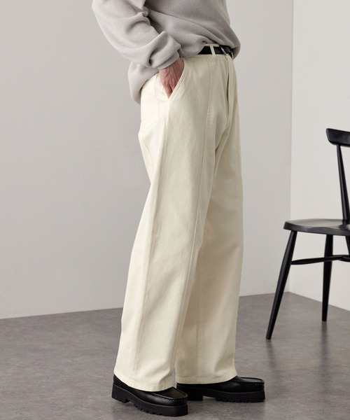 MONO-MART(モノマート)の「ヴィンテージメイクフリンジ セミワイドストレートデニムパンツ(デニムパンツ・メンズ・ブルー/グレー/オフホワイト/ブラック・M/S/L)」の2枚目の写真