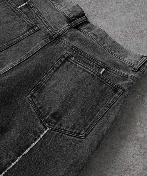 ヴィンテージメイクフリンジ セミワイドストレートデニムパンツ MONO