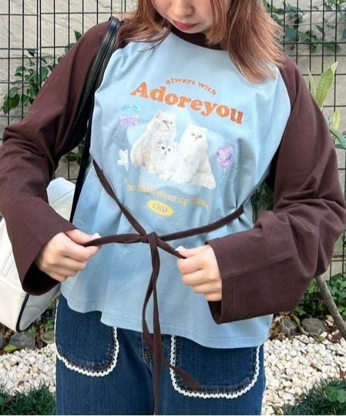 Candy Stripper（キャンディストリッパー）の「ADORE YOU RAGLAN トップス（Tシャツ/カットソー・レディース・ピンク/オフホワイト/ライトブルー・2）」の3枚目の写真