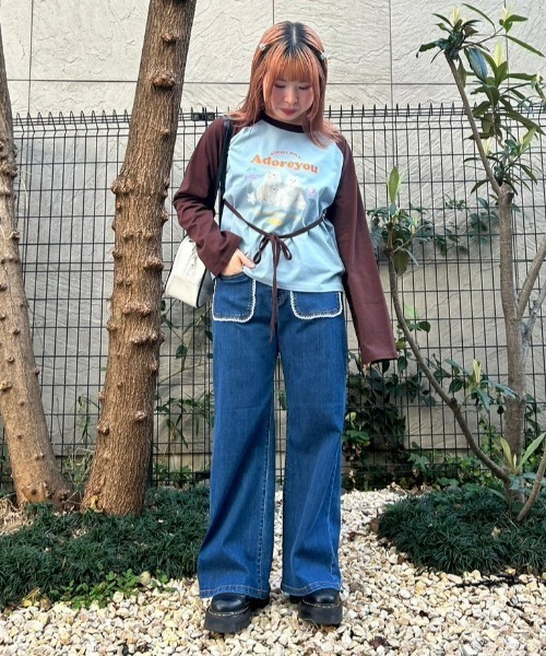 Candy Stripper（キャンディストリッパー）の「ADORE YOU RAGLAN トップス（Tシャツ/カットソー・レディース・ピンク/オフホワイト/ライトブルー・2）」の21枚目の写真