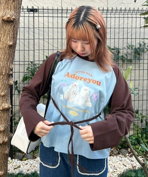 Candy Stripper（キャンディストリッパー）の「ADORE YOU RAGLAN トップス（Tシャツ/カットソー・レディース・ピンク/オフホワイト/ライトブルー・2）」の20枚目の写真