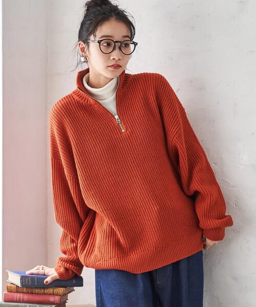 WEGO（ウィゴー）の「WEGO/オーバーフィットハーフジッププルオーバー（ニット/セーター・メンズ・イエロー/ブルー/ホワイト/ブラック/ライトグレー/オレンジ・LARGE/MEDIUM）」の20枚目の写真