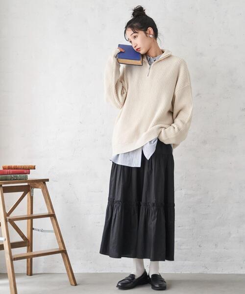 WEGO（ウィゴー）の「WEGO/オーバーフィットハーフジッププルオーバー（ニット/セーター・メンズ・イエロー/ブルー/ホワイト/ブラック/ライトグレー/オレンジ・LARGE/MEDIUM）」の22枚目の写真