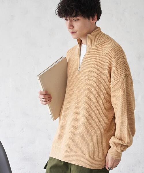 WEGO（ウィゴー）の「WEGO/オーバーフィットハーフジッププルオーバー（ニット/セーター・メンズ・イエロー/ブルー/ホワイト/ブラック/ライトグレー/オレンジ・LARGE/MEDIUM）」の5枚目の写真