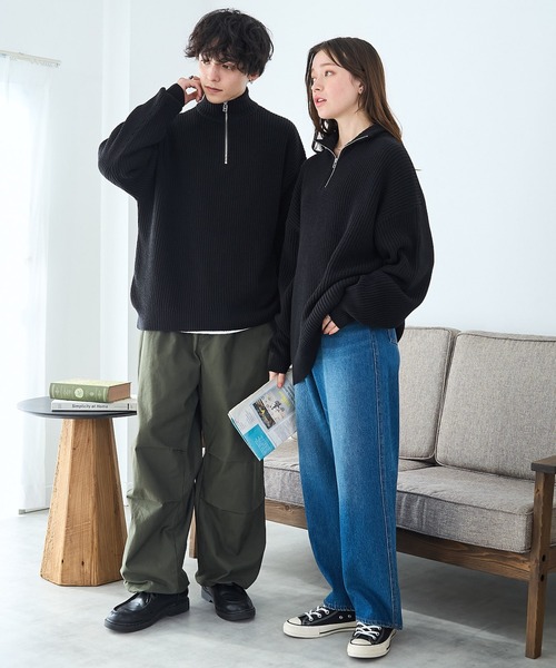 WEGO（ウィゴー）の「WEGO/オーバーフィットハーフジッププルオーバー（ニット/セーター・メンズ・イエロー/ブルー/ホワイト/ブラック/ライトグレー/オレンジ・LARGE/MEDIUM）」の13枚目の写真