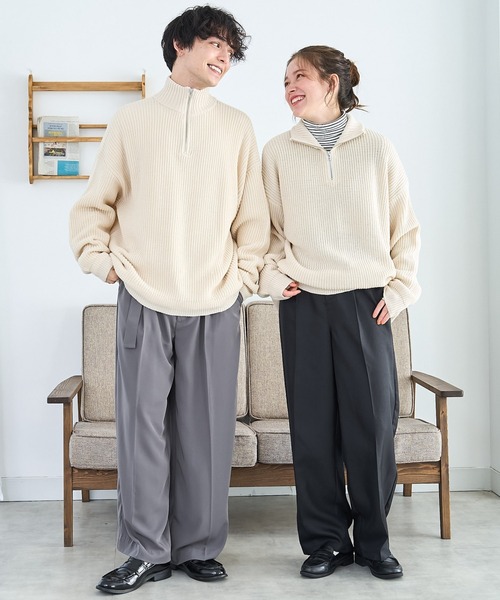 WEGO（ウィゴー）の「WEGO/オーバーフィットハーフジッププルオーバー（ニット/セーター・メンズ・イエロー/ブルー/ホワイト/ブラック/ライトグレー/オレンジ・LARGE/MEDIUM）」の10枚目の写真