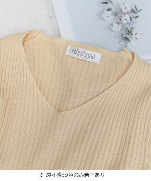 Miniministore(ミニミニストア)の「タイト リブニット vネック きれいめ(ニット/セーター・レディース・ブラック/ブラウン/ベージュ/グレー/ピンク/ホワイト/ライトブラウン・フリー)」の9枚目の写真